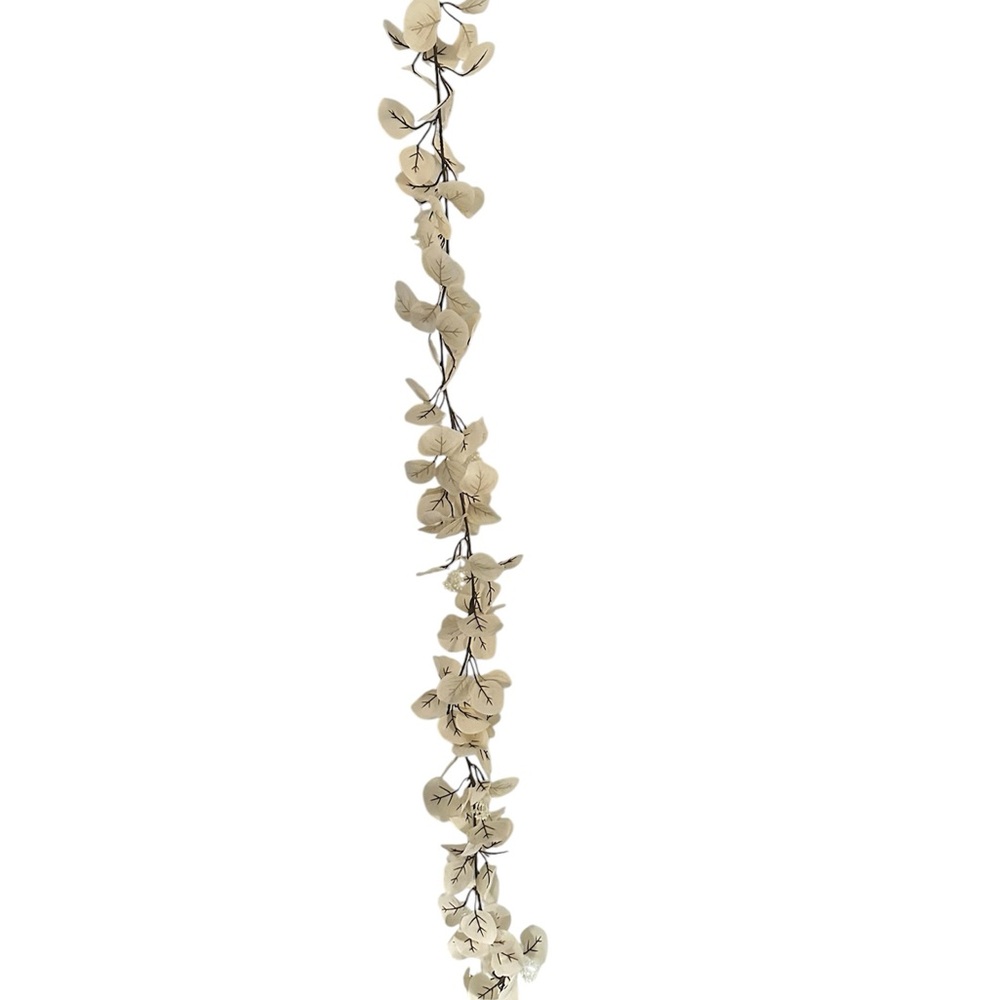 2x Ashland Brown Eucalyptus Garland 6ft Long Artificial Faux Leaves cream New